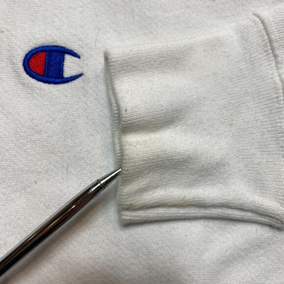 Champion Reverse Weave Crewneck Sweatshirt Men's L White Big Letters on Back - Picture 7 of 16